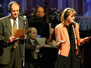 Radio actors, Tim Russell and Sue Scott, performing their characters on "A Prairie Home Companion."