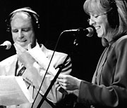 Tim Russell and Sue Scott acting on Garrison Keillor's popular radio variety show.